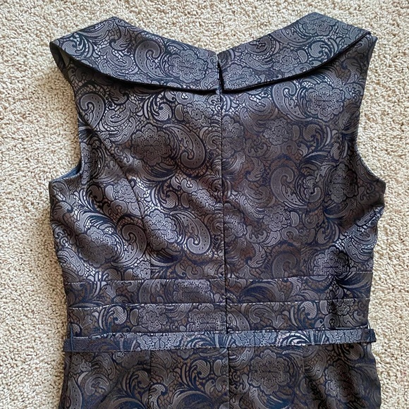 Le Chateau Jacquard Bronze Black Tailored Cocktail Dress - Picture 10 of 12